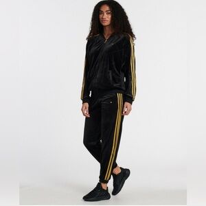 Adidas Black and Gold velvet Track Suit size small
